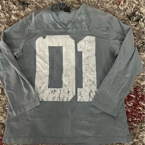 Light Blue Long Sleeve Shirt with Number Print